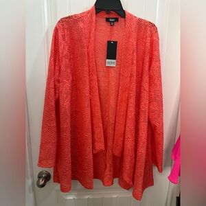 NWT Investments  Coral Textured  knit open cardigan XL Lagenlook
